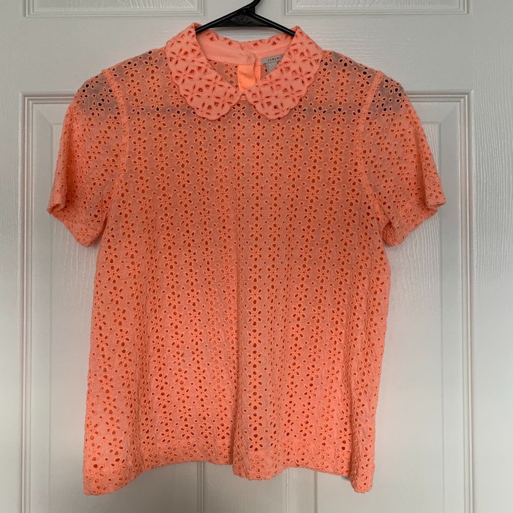 Coral J. Crew Short-Sleeve Blouse